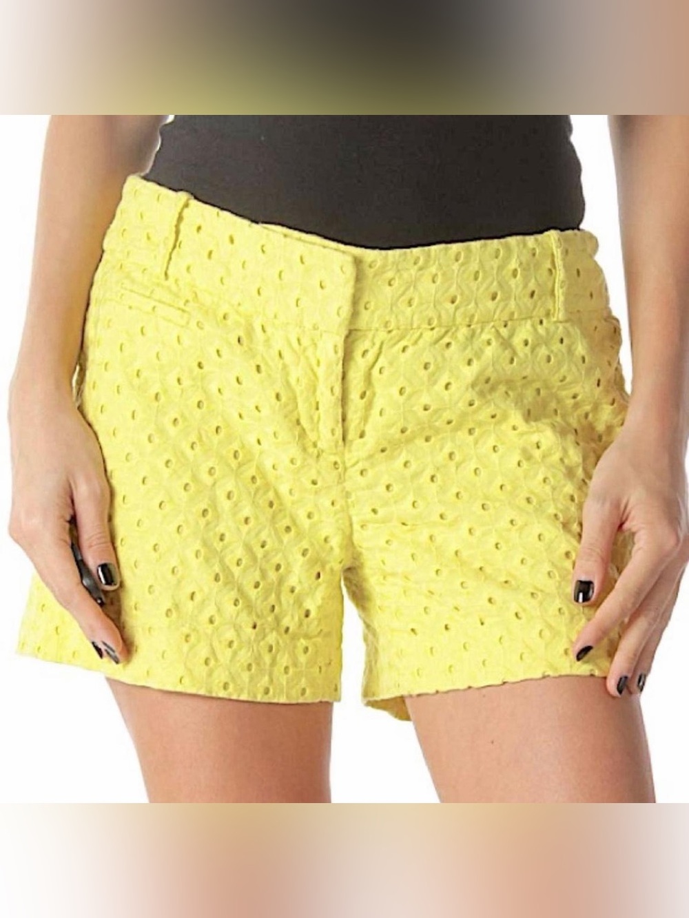 LOFT Yellow Eyelet Bermuda Shorts